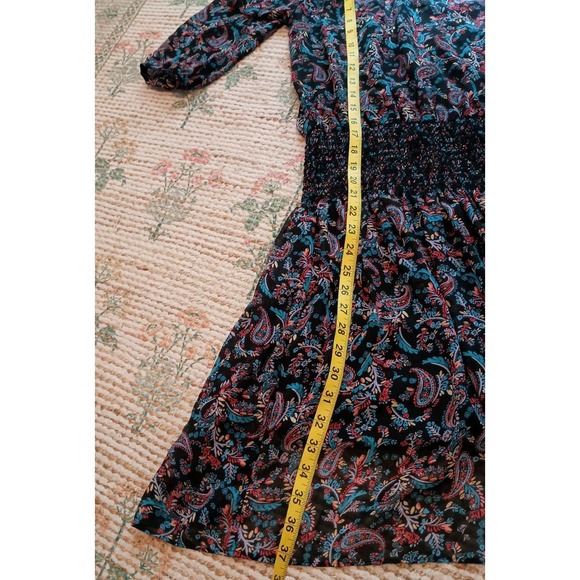 Anthropologie Vanessa Virginia Daytripper Paisley Smocked Waist Dress Sz XS Boho - Picture 14 of 16